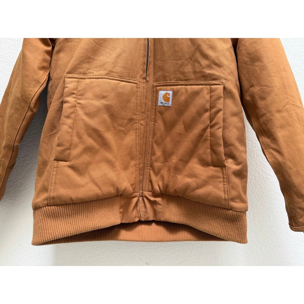 Carhartt Quilted Lined Hooded Jacket Boys Size Large (14-16) Tan Vintage Cotton - Picture 10 of 16